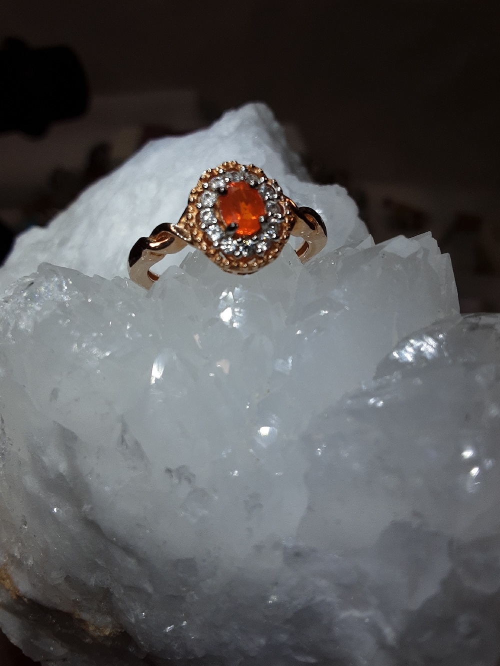 925 Genuine Fire Opal Ring.